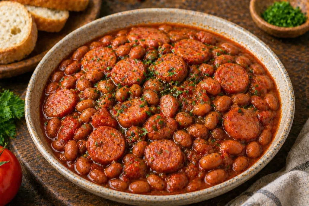 لوبیا با سوسیس